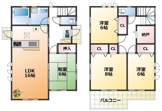 【間取り】 | LiveleGarden.S下野市上大領　8号棟 | 南向きで陽当たりの良い間取りです