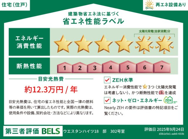 ウエスタンハイツ18の省エネ性能ラベル