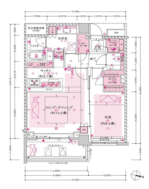 ザ・パークハウス西麻布霞町の間取り|1LDK