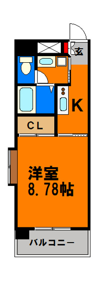 【間取り】 | 都町小川マンション | 広々1Ｋのフローリング！！使いやすい！！