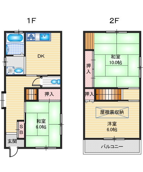 東奈良２丁目貸家の間取り