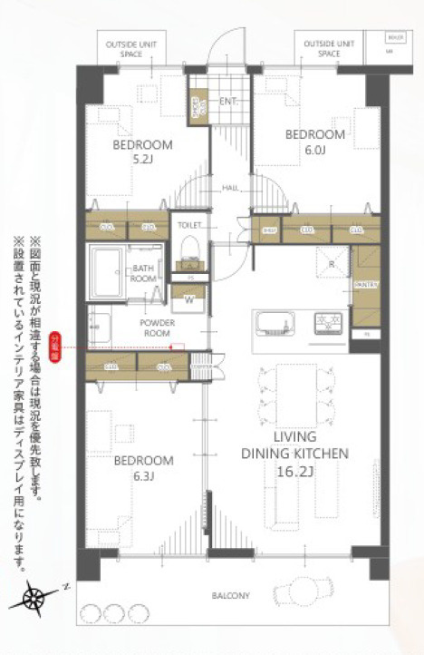 アドリーム明石土山　2階の間取り|3LDKです。
