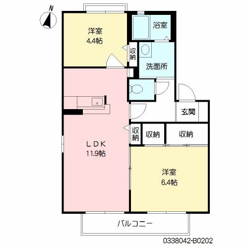 ディアス茶屋の原 B棟の間取り