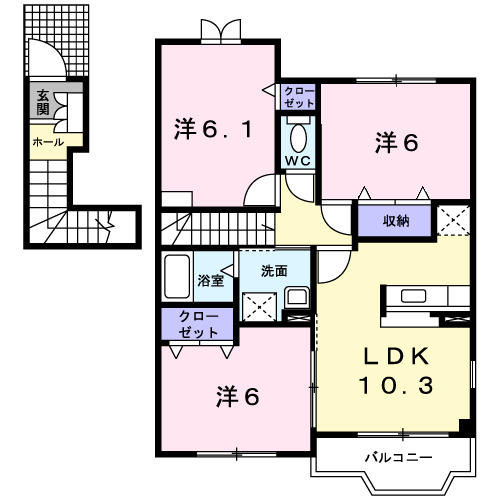 【間取り】 | エスペランサⅡ（橋本市胡麻生）
