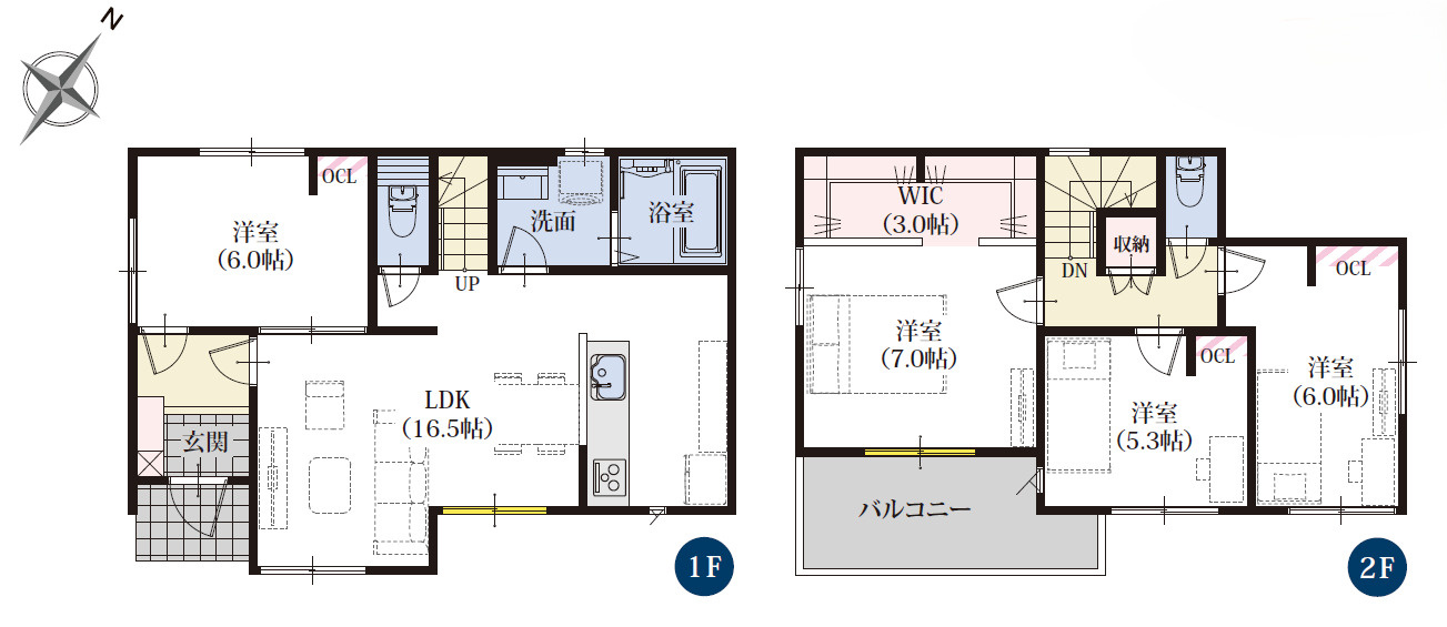 駿河区登呂五丁目8期　新築戸建　全2棟　2号棟の間取り