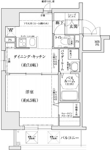 大阪市中央区松屋町住吉の賃貸マンションの区画図