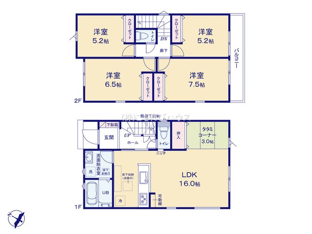 上尾市大谷本郷　01期　新築一戸建て　リナージュネクスジー　03の間取り|【全3棟・3号棟】上尾市大谷本郷　01期　新築一戸建て　リナージュネクスジー　03・4LDK・土地面積119.63m2・建物面積98.94m2