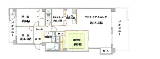 【間取り】 | スコーレ荒江 | リフォーム済2面バルコニーがある3LDKS駐車場空き有◎【ペット2匹相談可】