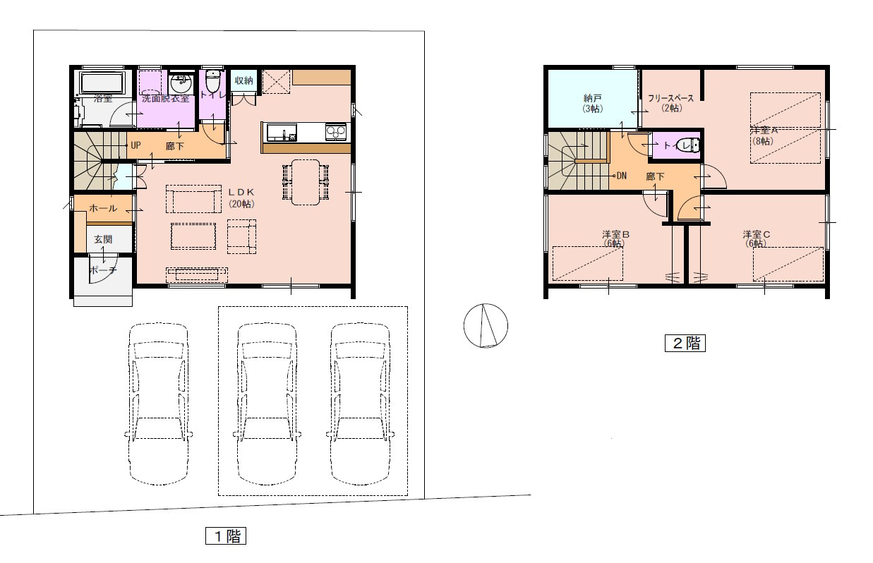 天童市柏木町【新築建売】リリーフD棟の間取り|間取り図