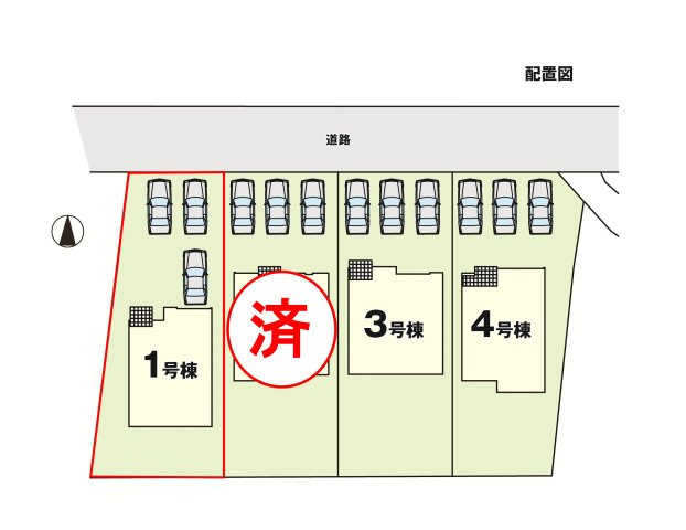 郡山市富久山町福原字町田　　　  １号棟　　　明健小学校、明健中学区　の区画図