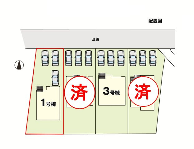 郡山市富久山町福原字町田　　　  １号棟　　　明健小学校、明健中学区　の区画図