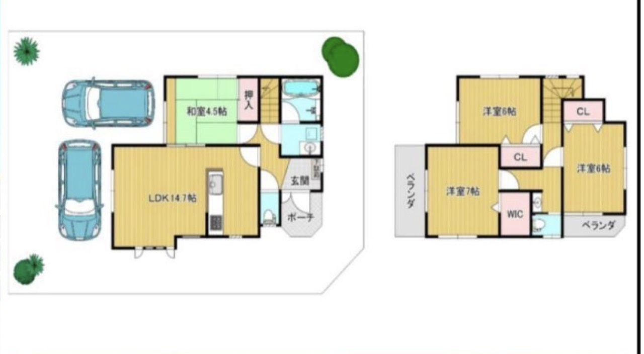 戸建 さいたま市北区宮原町４丁目の間取り|4LDK 土地面積100.24m2   建物面積96.47m2   
1F：50.10m2   2F：46.37m2
