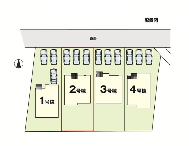 郡山市富久山町福原字町田　　　  2号棟　　　明健小学校、明健中学区　の区画図