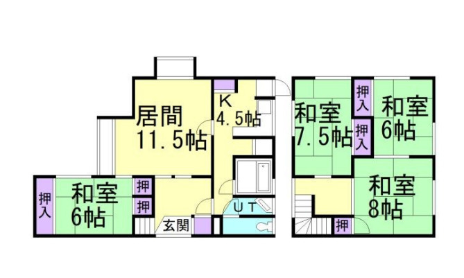室蘭市緑町6-2戸建の間取り