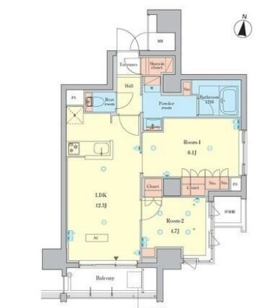 RJRプレシア千鳥の間取り|間取り　南東角部屋！南向きリビングの2LDK