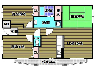 サンコート千代田の間取り|反転タイプ