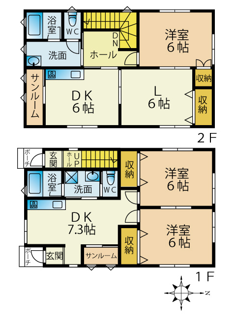 E棟1階2階フロア図