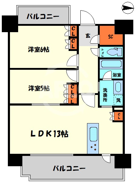 SK RESIDENCES SHINSAIBASHI（中央小学校区）の間取り|SK RESIDENCES SHINSAIBASHI　間取り