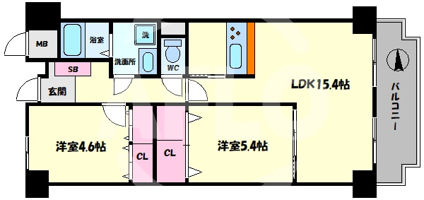 インプルーブ天満橋　滝川小学校区の間取り|インプルーブ天満橋　開放感のある間取り