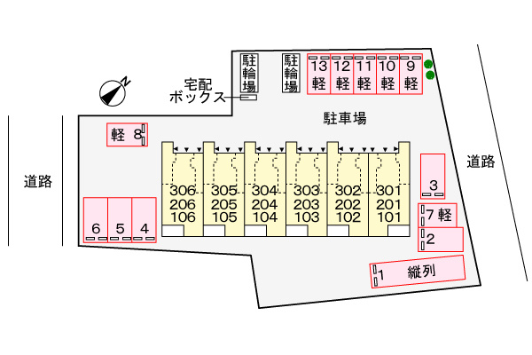 コロレ宝永町の区画図|駐車場