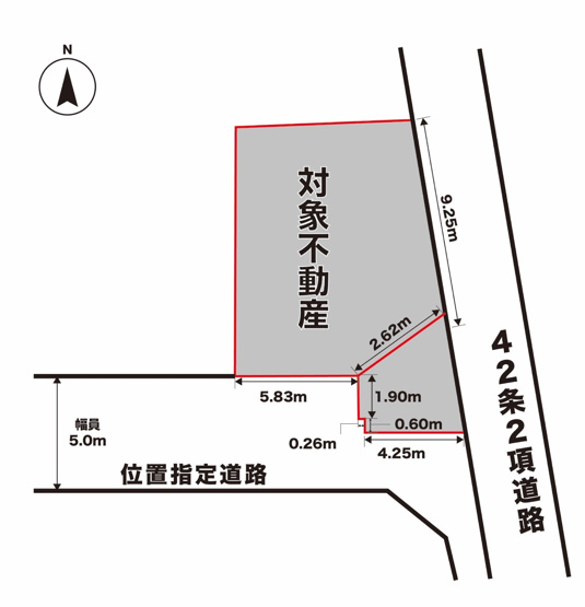 【土地図】 | 善法寺町売土地 | 北西角地！2方向道路に接道した開放感のある立地です。