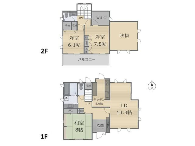 宇都宮市下荒針町　3ＬＤＫ　中古住宅の間取り