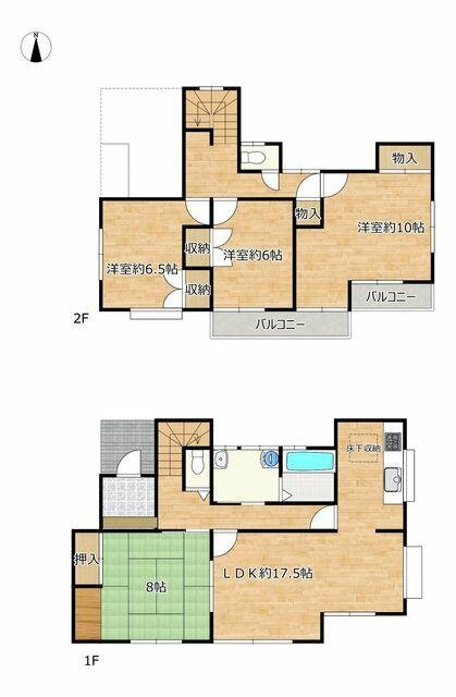 宇都宮市中岡本町　4ＬＤＫ　中古住宅の間取り