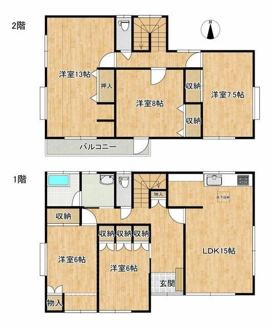 宇都宮市大和１丁目　5ＬＤＫ　中古住宅の間取り