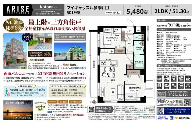 ★仲介手数料無料★マイキャッスル多摩川Ⅱの区画図