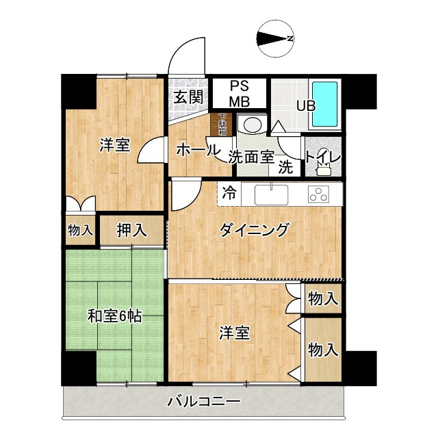 想定年間賃料　93.6万　想定利回り　6.24％　RCの間取り