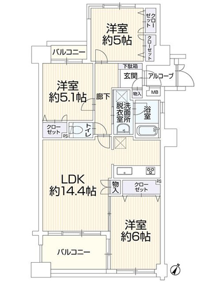 【間取り】 | 東峰マンション野間大池公園