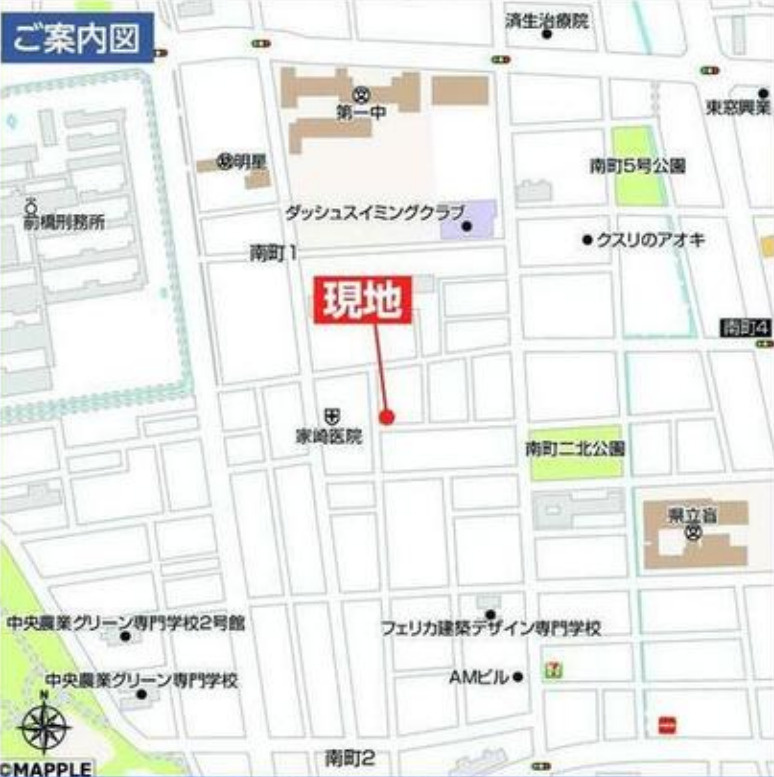 【新築】前橋市南町2丁目　限定１棟　ハートフルタウン　新築建売の地図