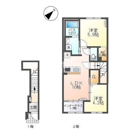 仮）江南市前飛保町 新築アパートの間取り|間取図