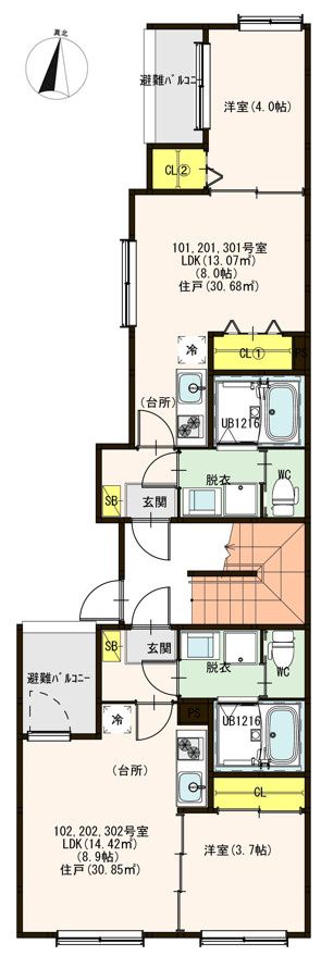 ハーモニーテラス小田井の区画図
