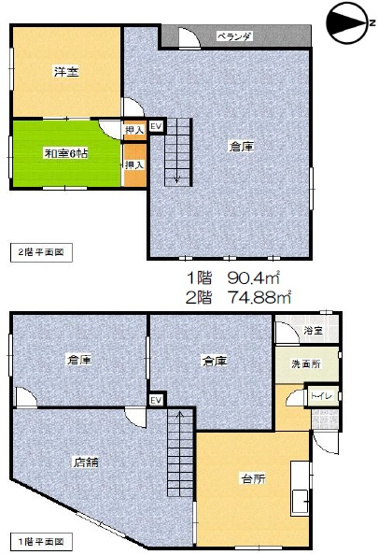 【間取り】 | 美原区平尾店舗付き倉庫