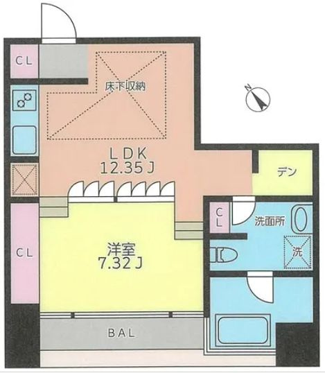 中央区日本橋小伝馬町の賃貸マンションの間取り