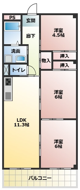 間渡里ハイツの間取り