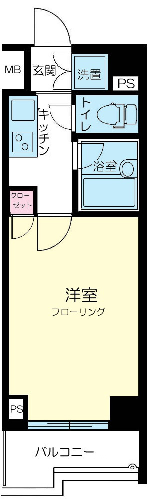 ルーブル多摩川参番館の間取り|間取り　1Kバストイレ別