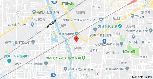 高槻市中川町の賃貸マンションの地図