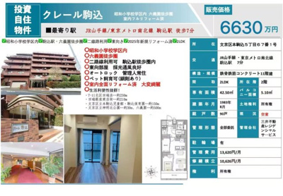 【その他】 | クレール駒込　仲介手数料無料＋40万円現金プレゼント中