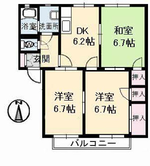 【間取り】 | ディアス羽原　A棟 | 3DK