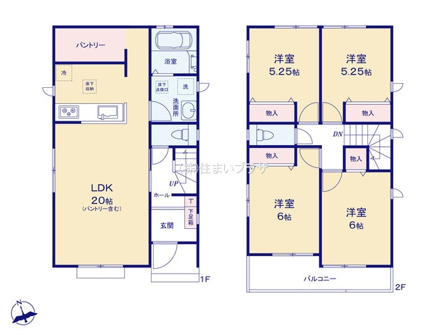 仲介手数料無料）一宮市浅井町５期Ｂ号棟の間取り
