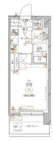 クレイシア池上リフィールの間取り|間取り　1K洋室6.6帖バストイレ別