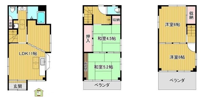 川口市本町3丁目　中古一戸建ての間取り