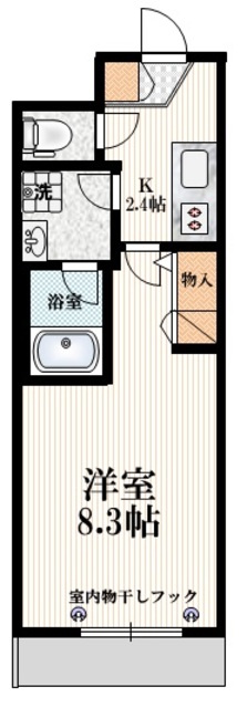 メゾン パルナスの間取り|ゆったりとした１Ｋタイプ
