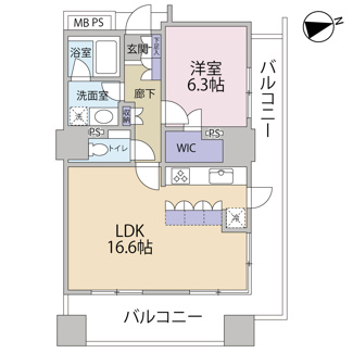 【間取り】 | アーバンビューグランドタワー | 1LDK+WIC
