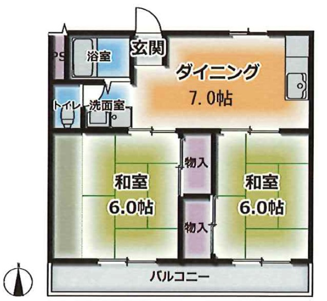 神戸市北区鈴蘭台南町１丁目の賃貸マンションの間取り