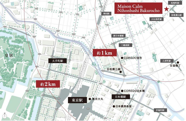 【地図】メゾンカルム日本橋馬喰町