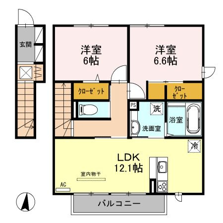 ルメート若葉Ⅱの間取り|使い勝手の良い間取りです♪