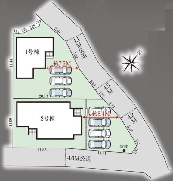 渋川市金井2棟 1号棟の区画図|区画図